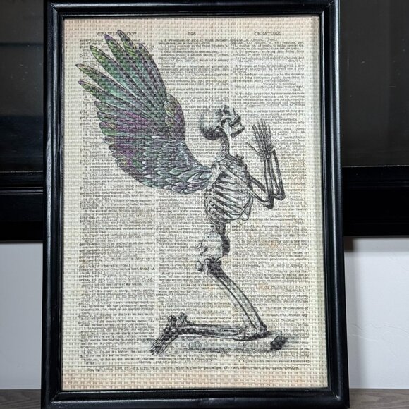 Halloween Other - Winged Skeleton Framed Dictionary Art Print — Gothic Home Decor